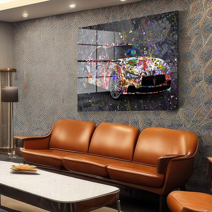 Maserati Graffiti Style Acrylglasbild Wandbild Bild Wanddeko Wohnzimmer XL