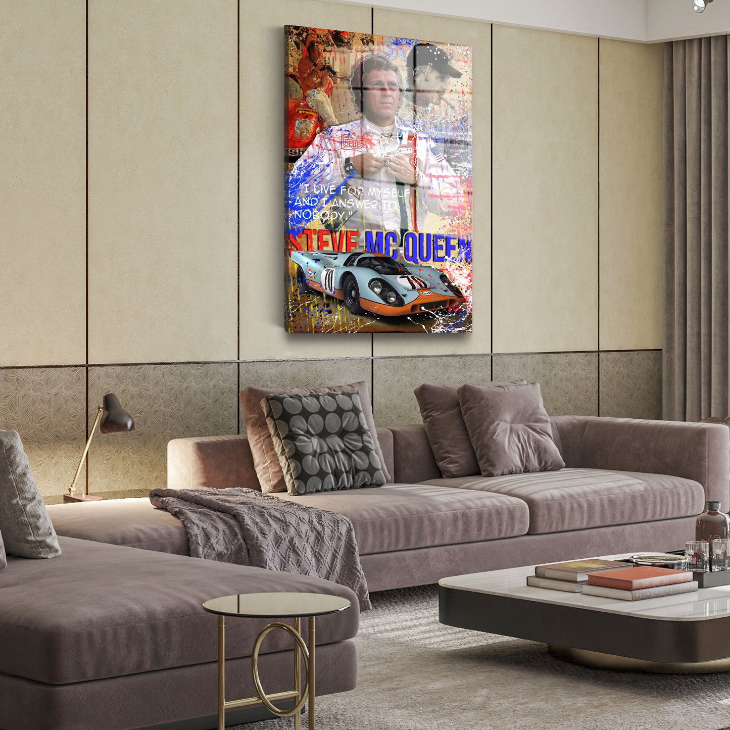 McQueen Pop Art Acrylglasbild Wandbild Bild Wanddeko Wohnzimmer XL