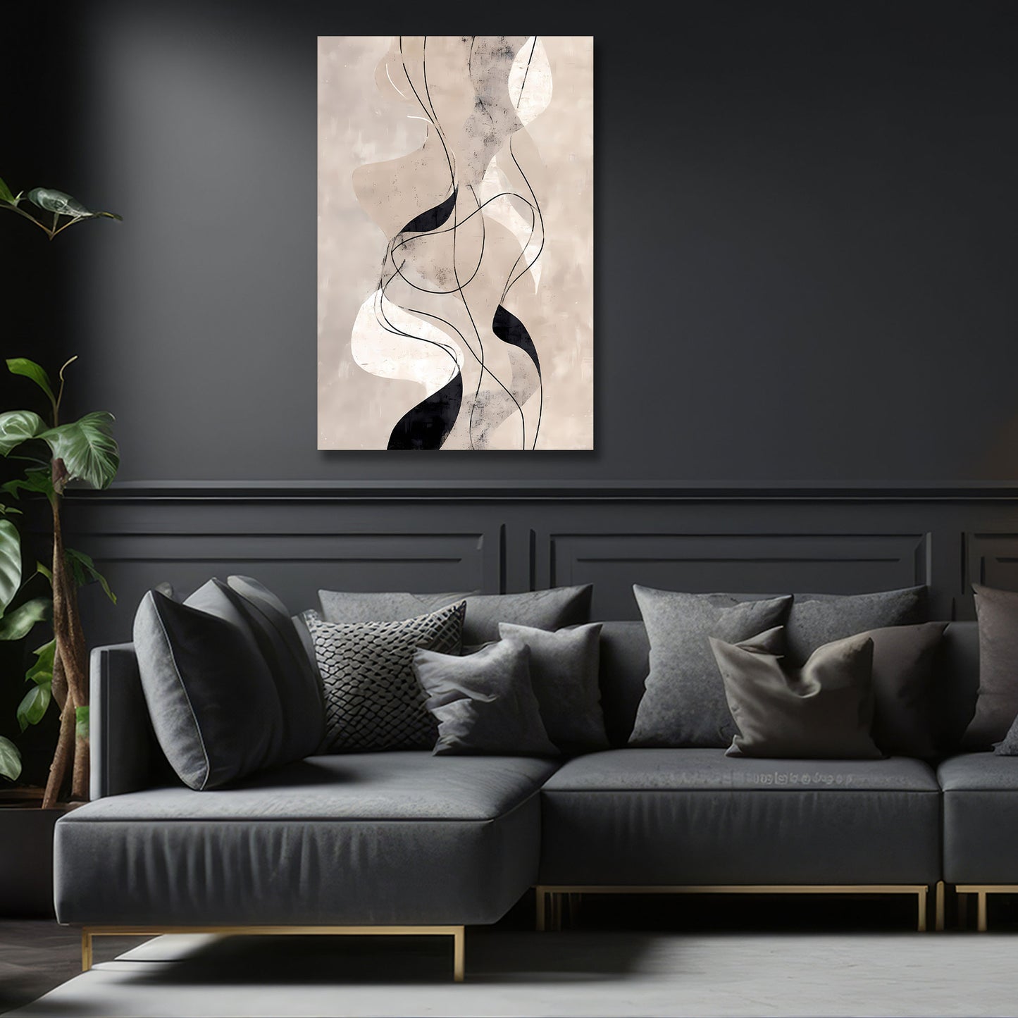 Minimalistische Formen und Kurven Wandbild Leinwandbild Kunstdruck XL Wanddeko