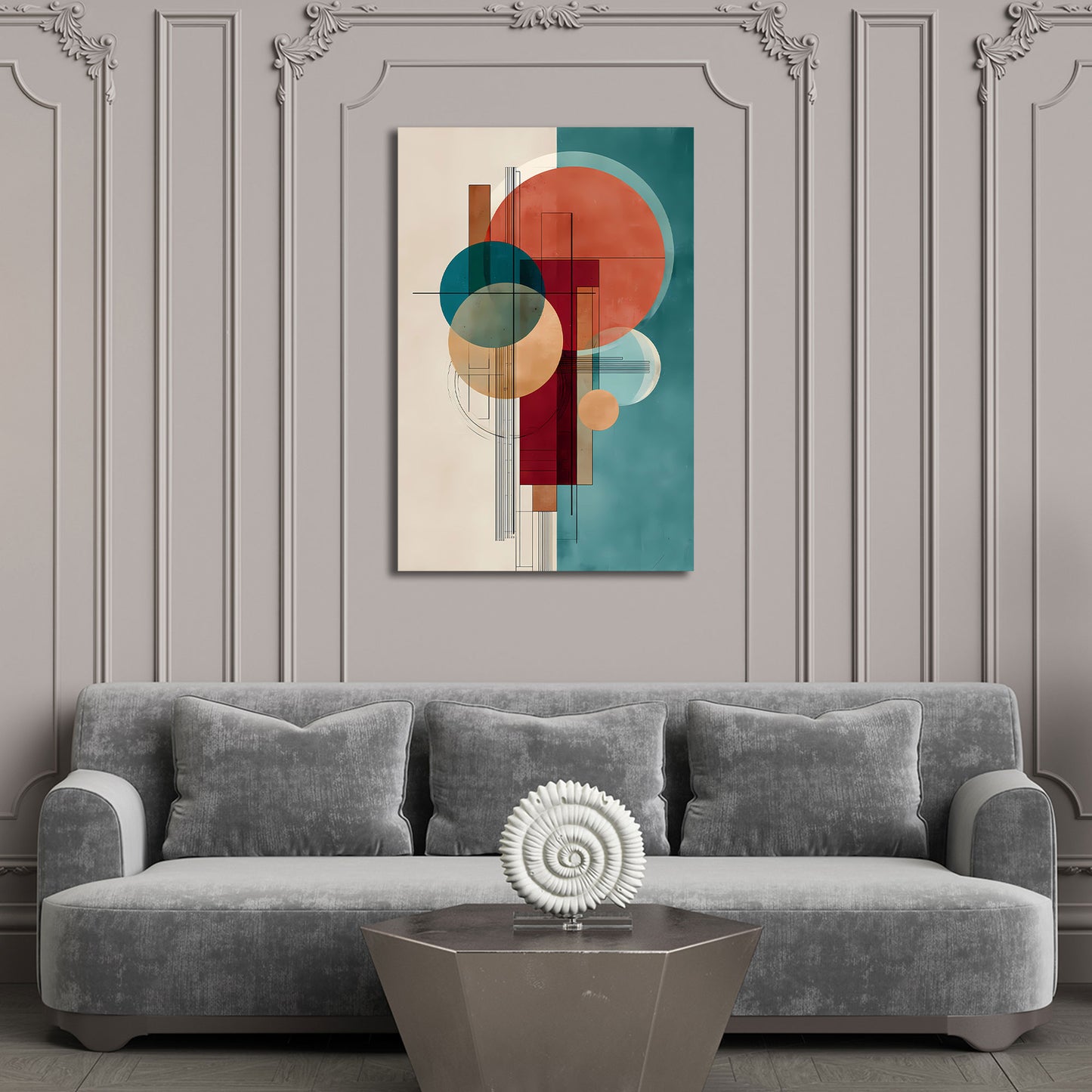 Minimalistische Geometrie Kreise Wandbild Leinwandbild Kunstdruck XL Wanddeko