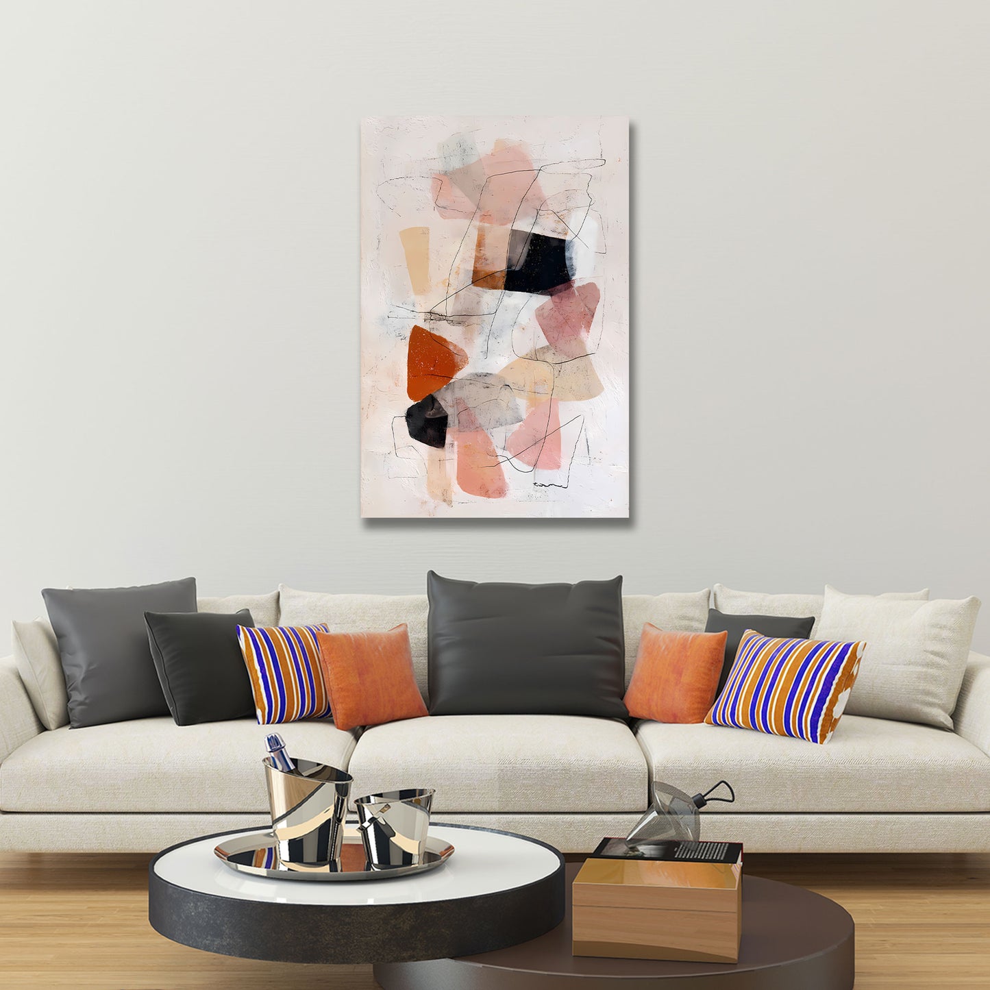 Minimalistische Liniengrafik Farbtöne Wandbild Leinwandbild Kunstdruck XL Wanddeko