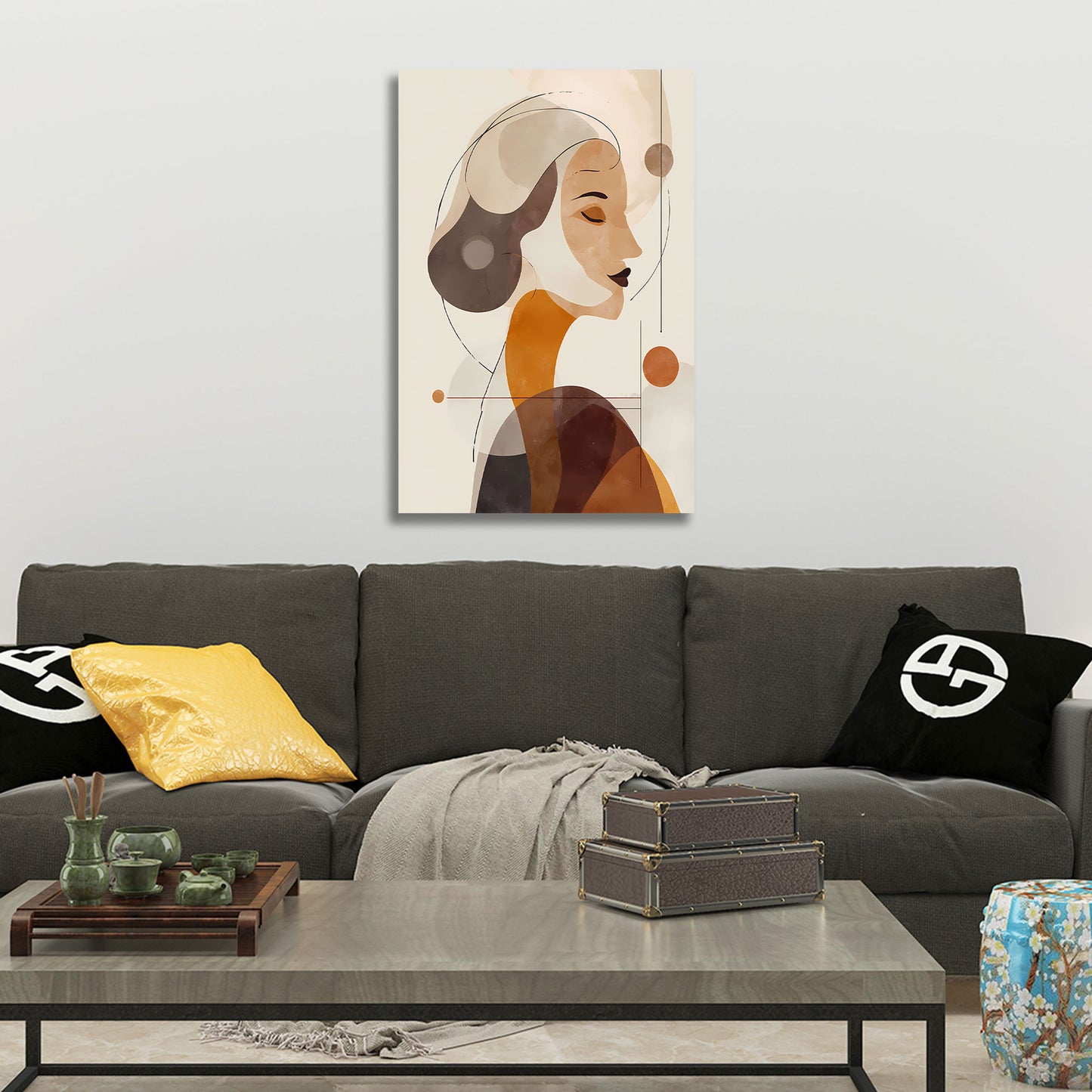 Minimalistische Profilansicht Frau Wandbild Leinwandbild Kunstdruck XL Wanddeko