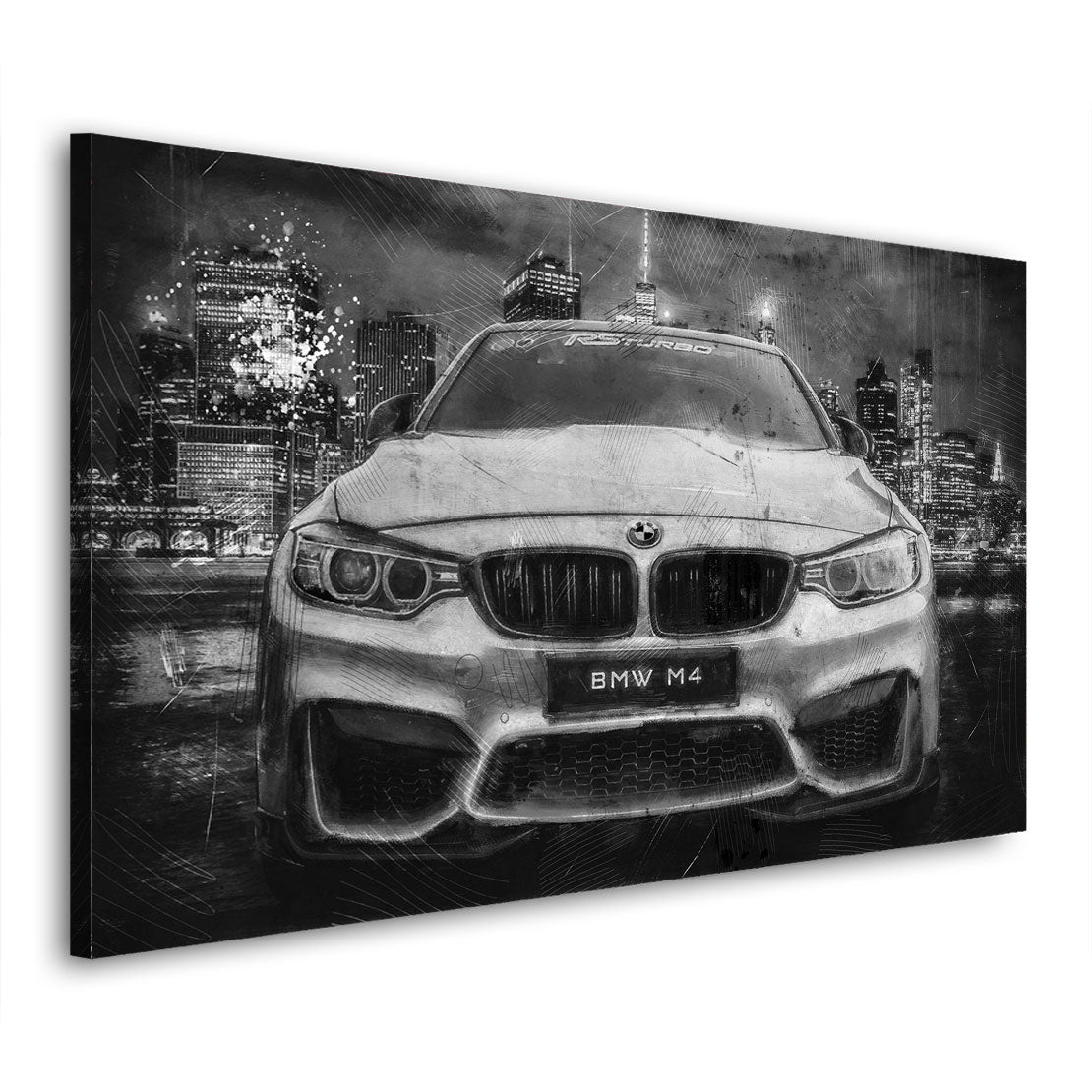 Sportwagen Auto Black & White Style Leinwandbild Wandbild Kunstdruck XL Deko