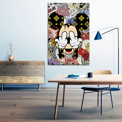 Mouse Pop Art Finger Street Art Wandbild Leinwandbild Kunstdruck XL Wanddeko
