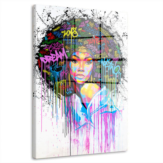 Afrikanische Frau Pop Art African Look Acrylglasbild Wandbild Bild Wanddeko XL
