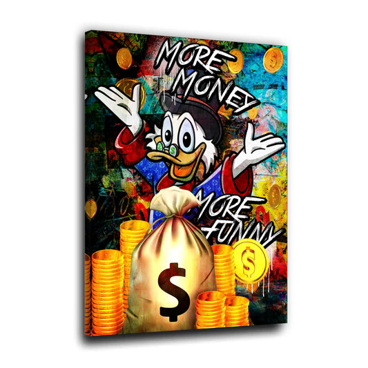 Comic Duck More Money Leinwandbild Wandbild Kunstdruck XL Wanddeko