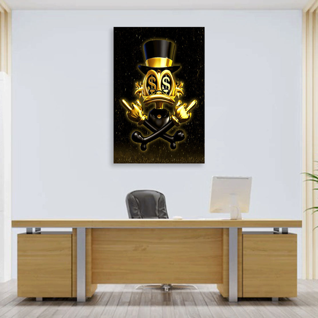 Duck Abstract Gold Finger Style Comic Wandbild Leinwandbild Kunstdruck XL Deko