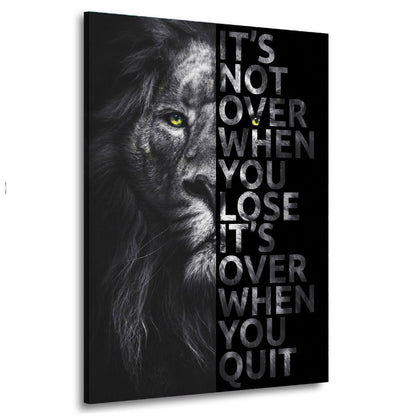 Löwe Motivation It Is Not Over Leinwandbild Wandbild XL Deko Kunst