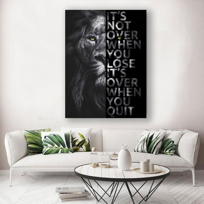 Löwe Motivation It Is Not Over Leinwandbild Wandbild XL Deko Kunst