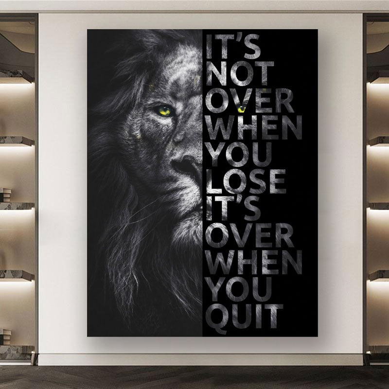 Löwe Motivation It Is Not Over Leinwandbild Wandbild XL Deko Kunst