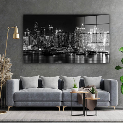 Schwarz weiss New York By Night Acrylglasbild Wandbild Bild Wanddeko Wohnzimmer XL