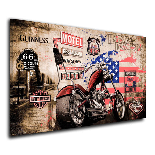 Custom Bike Chopper Motorrad Leinwandbild Wandbild Kunstdruck XL Deko