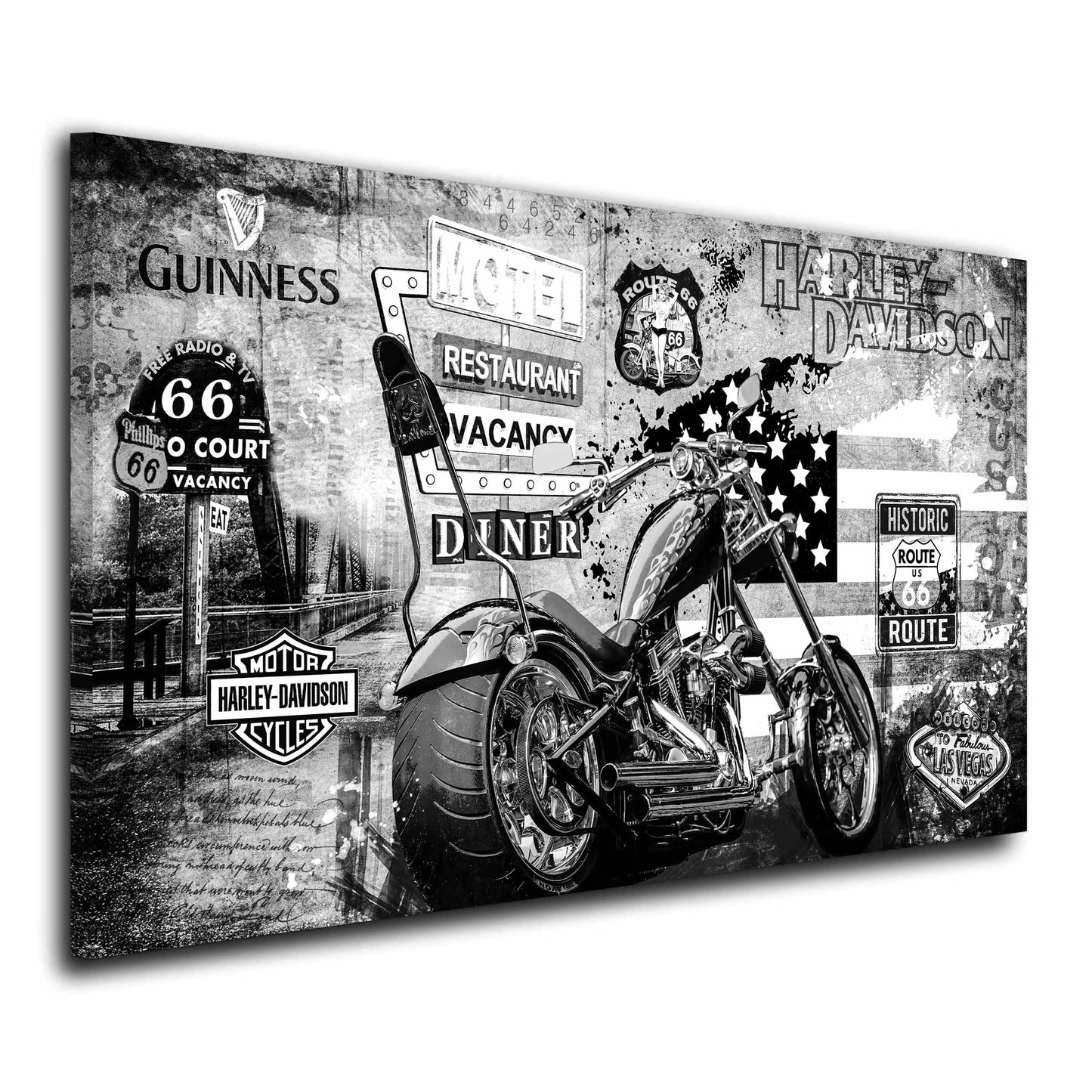 Chopper Motorrad Custom Bike Leinwandbild Wandbild Kunstdruck XL Deko