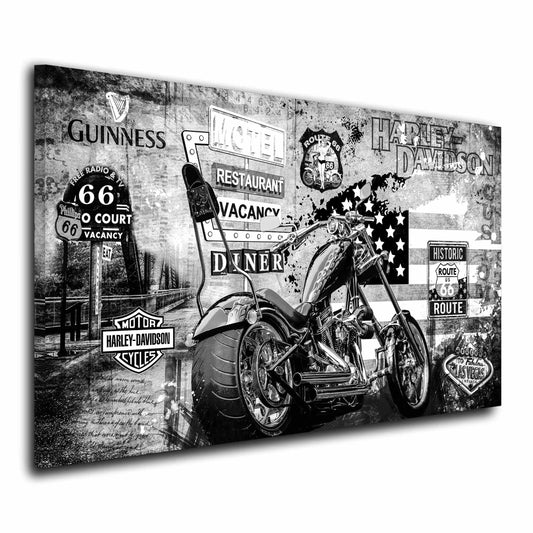 Chopper Motorrad Custom Bike Leinwandbild Wandbild Kunstdruck XL Deko