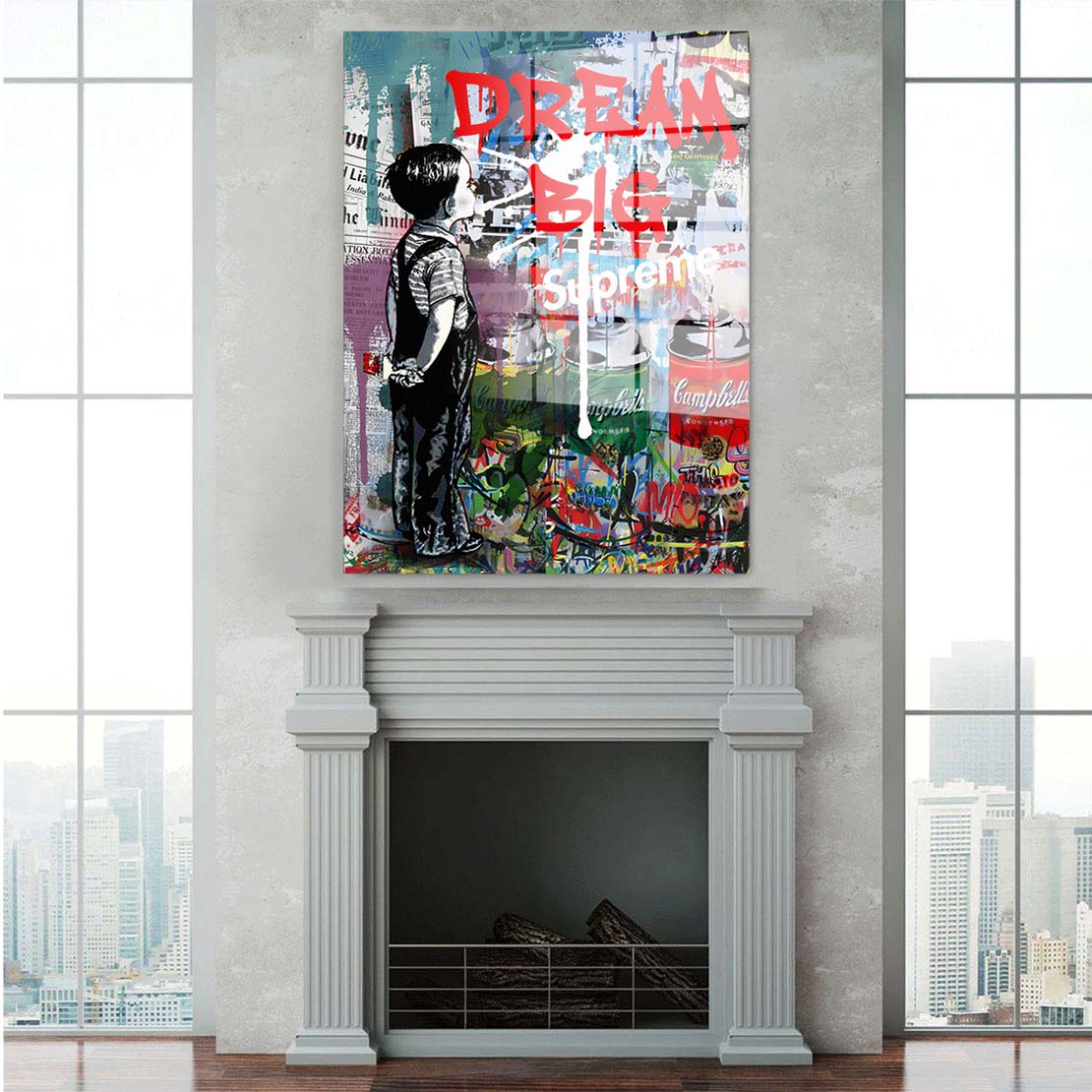 Pop Art Dream Big, Street Art Acrylglasbild Wandbild Bild Wanddeko Wohnzimmer XL