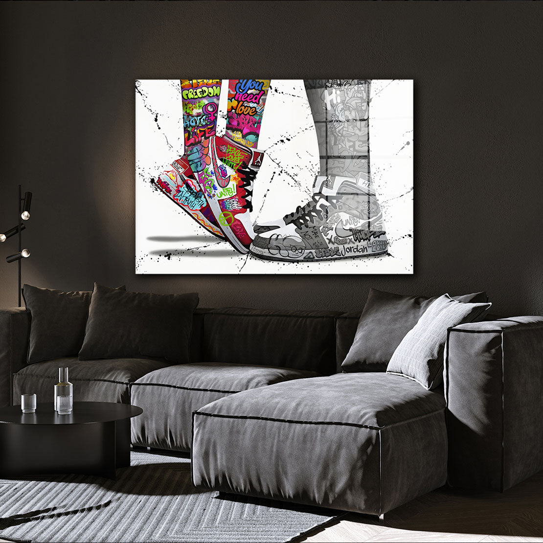 Shoes Pop Art Style Acrylglasbild Wandbild Bild Wanddeko Wohnzimmer XL