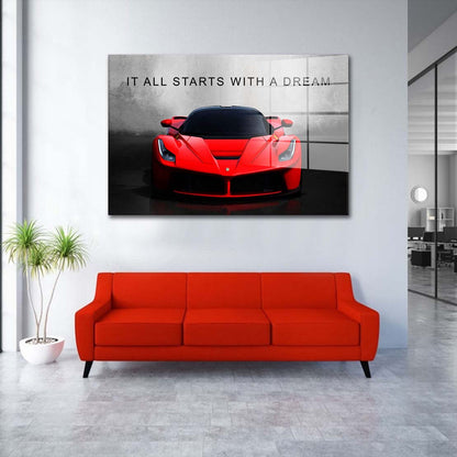 Motivation Auto Sportwagen in rot Acrylglasbild Wandbild Wanddeko Wohnzimmer XL