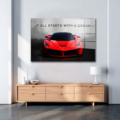 Motivation Auto Sportwagen in rot Acrylglasbild Wandbild Wanddeko Wohnzimmer XL