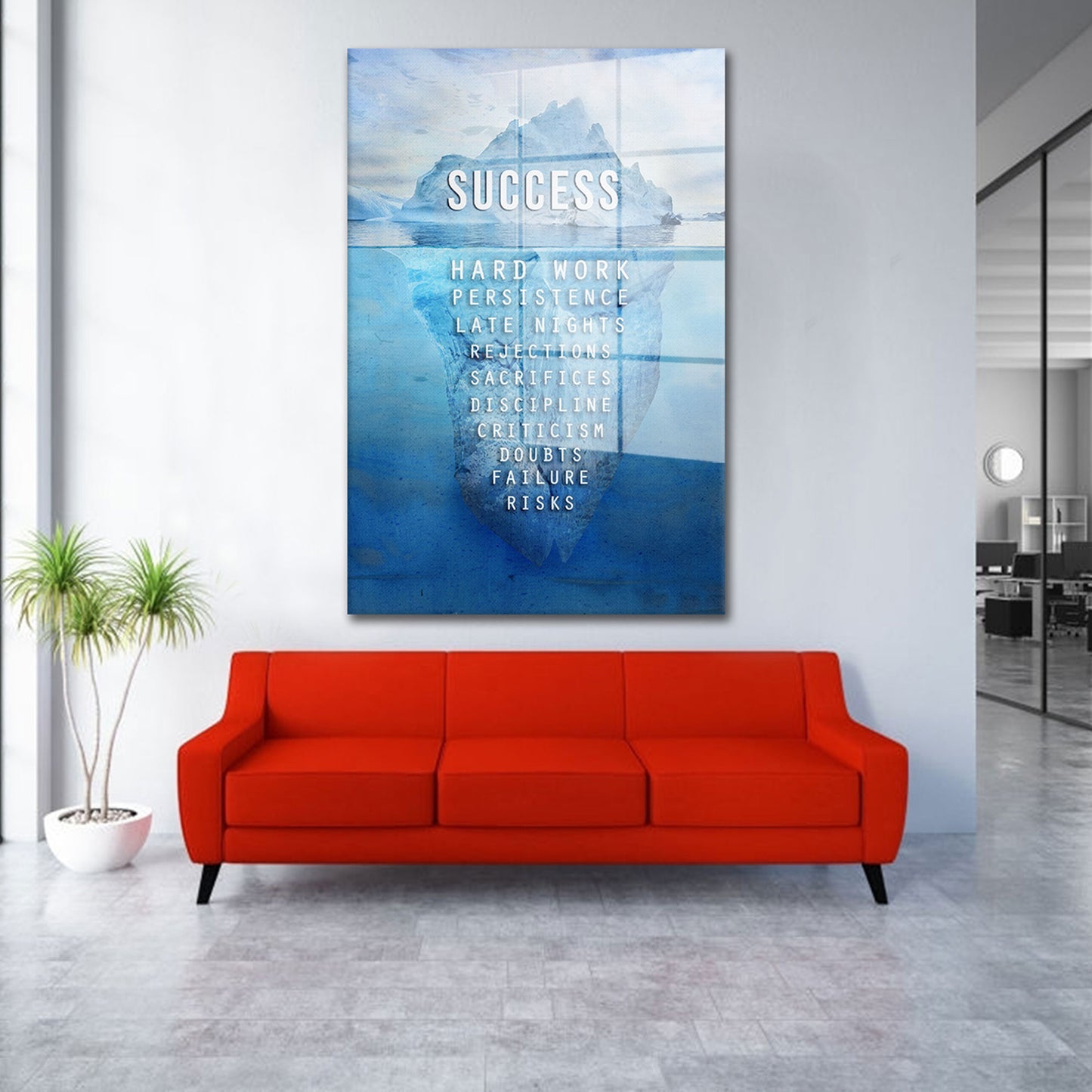 Motivation Büro Iceberg Acrylglasbild Wandbild Bild Wanddeko Wohnzimmer XL