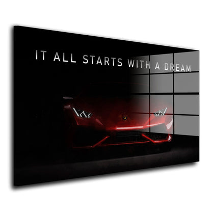 Motivation It All Starts With A Dream Acrylglasbild Wandbild Wanddeko Wohnzimmer XL