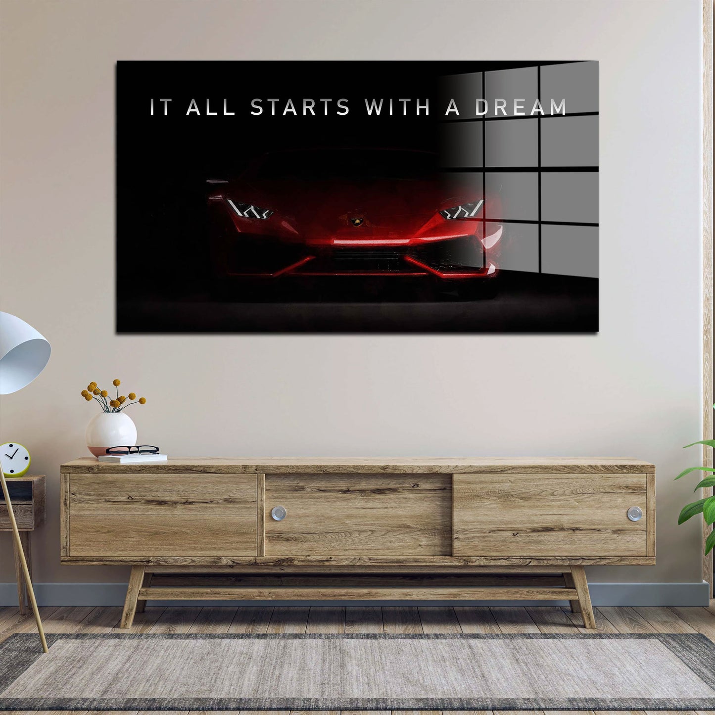 Motivation It All Starts With A Dream Acrylglasbild Wandbild Wanddeko Wohnzimmer XL