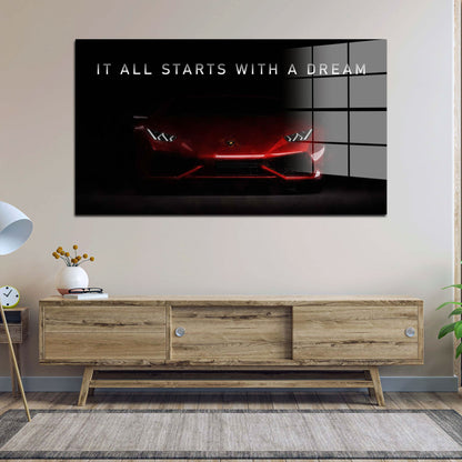 Motivation It All Starts With A Dream Acrylglasbild Wandbild Wanddeko Wohnzimmer XL