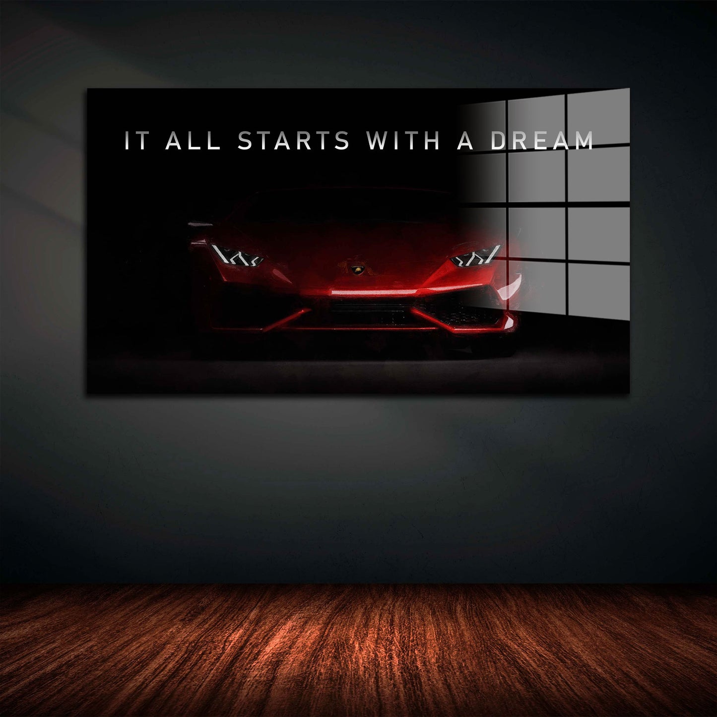 Motivation It All Starts With A Dream Acrylglasbild Wandbild Wanddeko Wohnzimmer XL