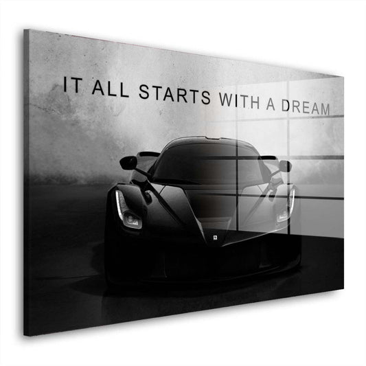 Motivation Sportwagen schwarz Acrylglasbild Wandbild Wanddeko Wohnzimmer XL