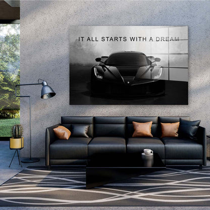 Motivation Sportwagen schwarz Acrylglasbild Wandbild Wanddeko Wohnzimmer XL