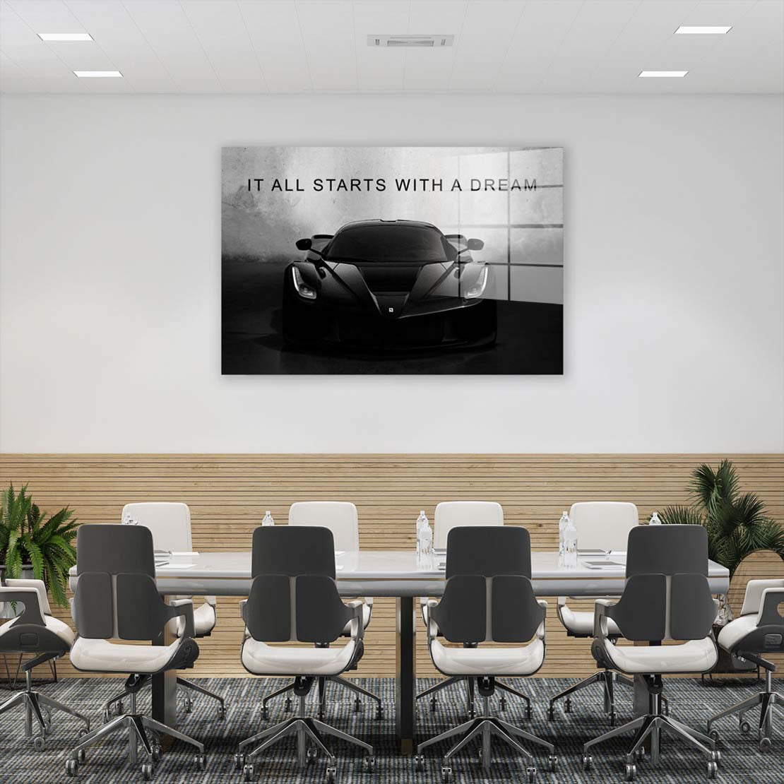 Motivation Sportwagen schwarz Acrylglasbild Wandbild Wanddeko Wohnzimmer XL