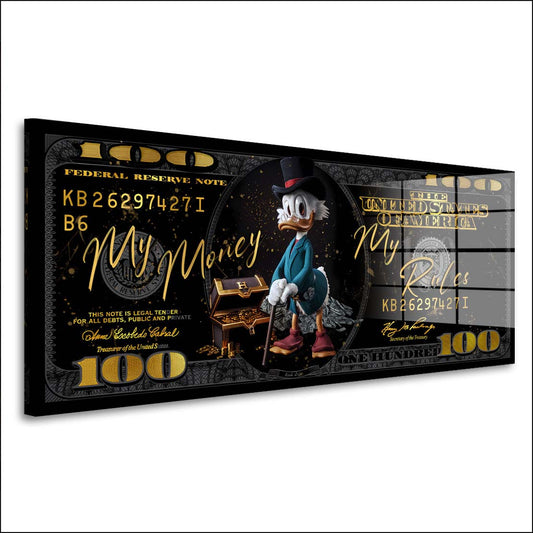 My Money My Rules Duck Acrylglasbild Wandbild Bild Wanddeko Wohnzimmer XL