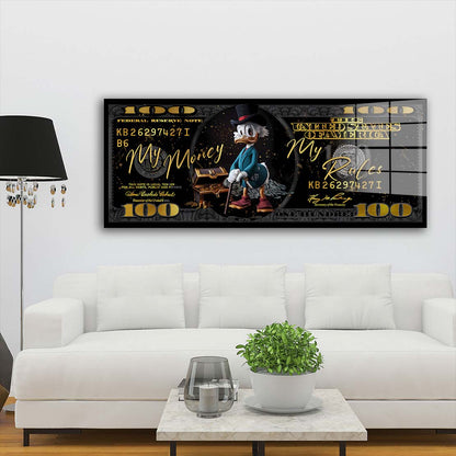 My Money My Rules Duck Acrylglasbild Wandbild Bild Wanddeko Wohnzimmer XL