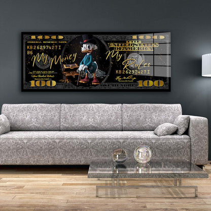 My Money My Rules Duck Acrylglasbild Wandbild Bild Wanddeko Wohnzimmer XL
