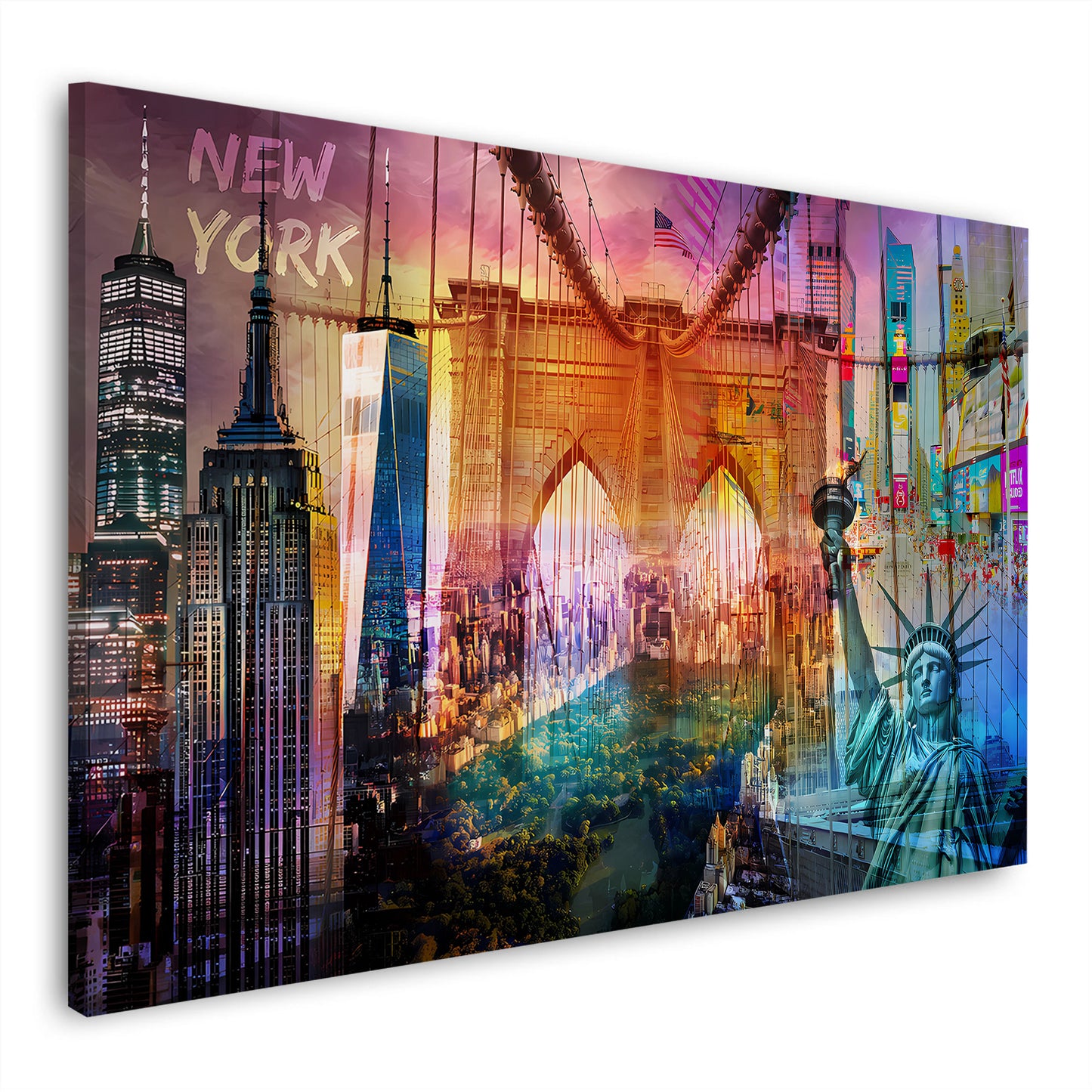 New York USA Pop Art Brooklyn Bridge Wandbild Leinwandbild Kunstdruck XL Wanddeko