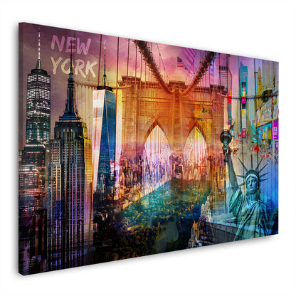 New York USA Pop Art Brooklyn Bridge Wandbild Leinwandbild Kunstdruck XL Wanddeko