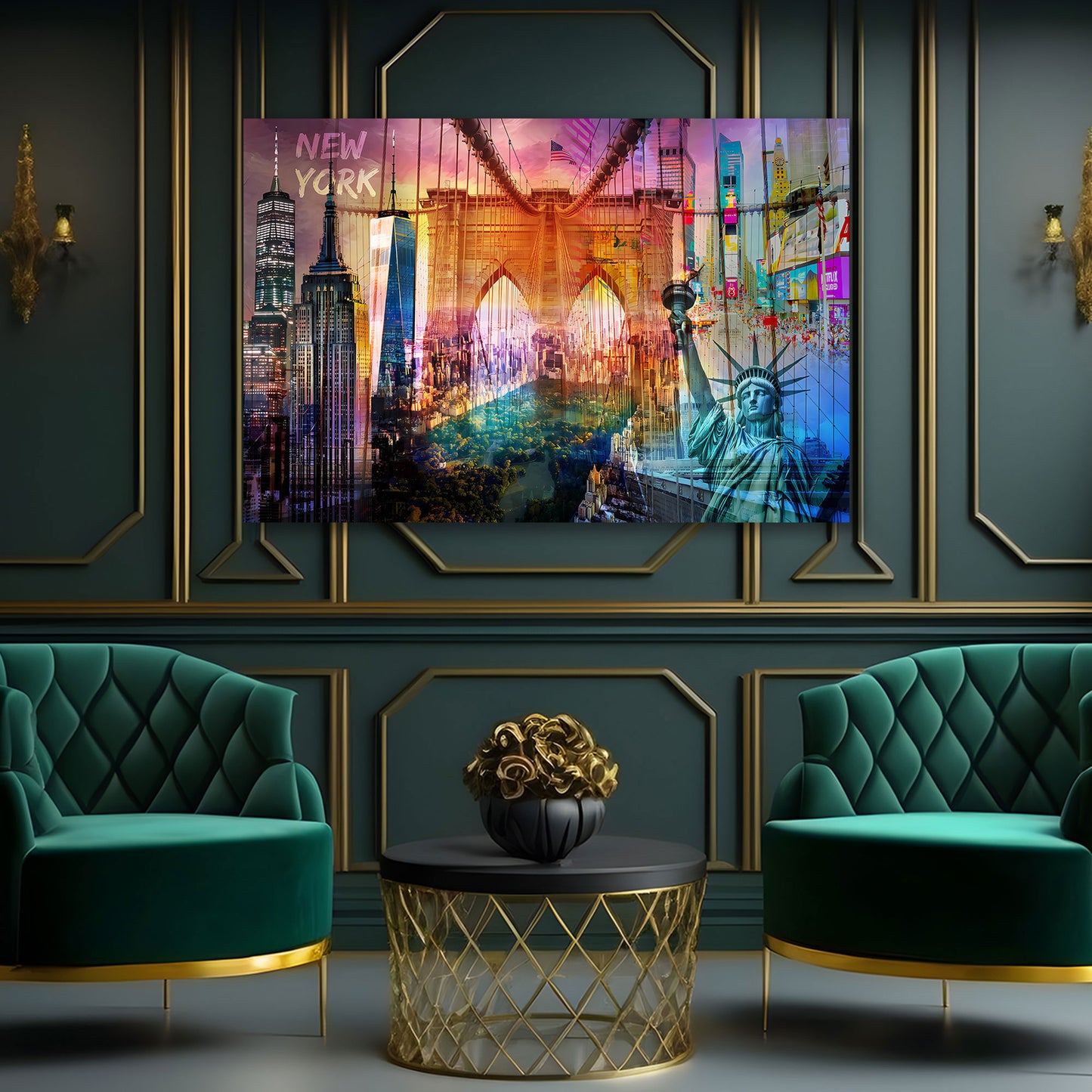 New York USA Pop Art Brooklyn Bridge Wandbild Leinwandbild Kunstdruck XL Wanddeko