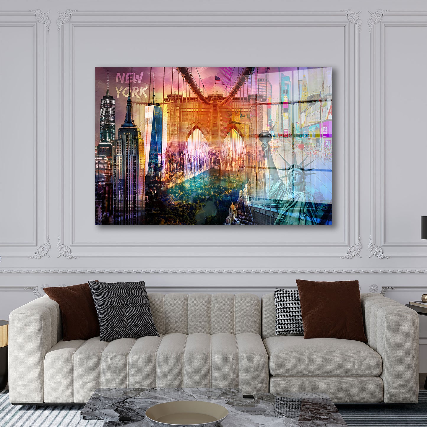 New York USA Pop Art Brooklyn Bridge Acrylglasbild Wandbild Wohnzimmer XL