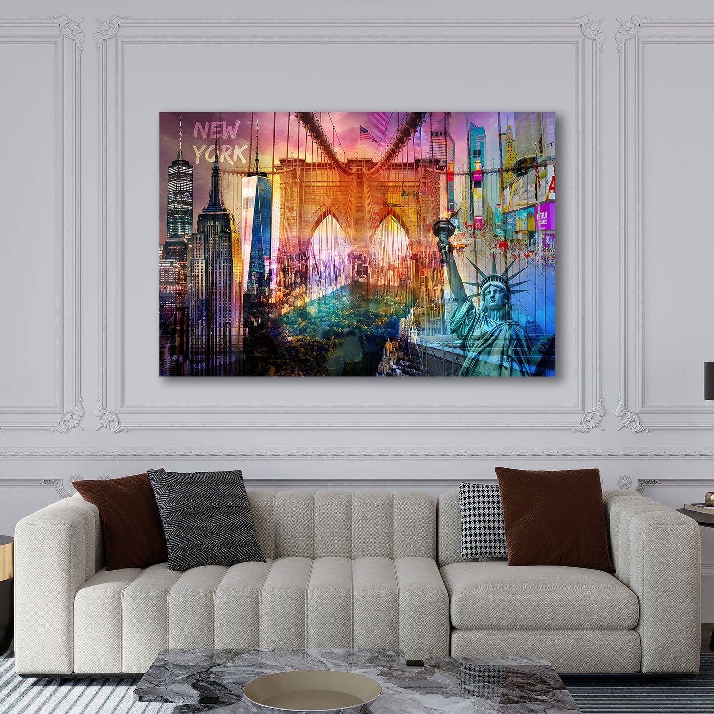 New York USA Pop Art Brooklyn Bridge Wandbild Leinwandbild Kunstdruck XL Wanddeko