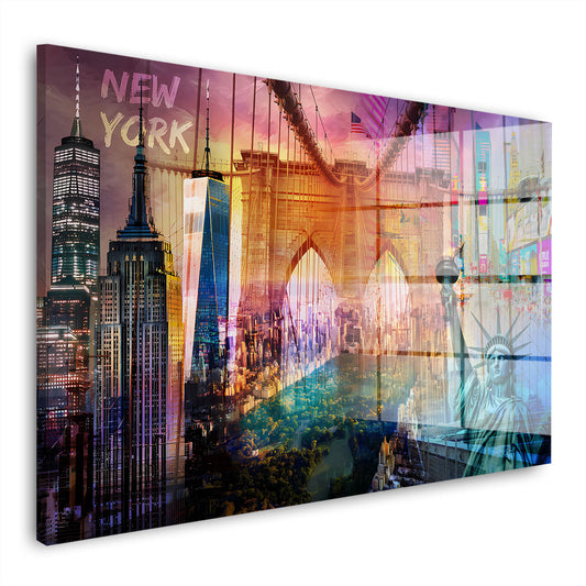 New York USA Pop Art Brooklyn Bridge Acrylglasbild Wandbild Wohnzimmer XL