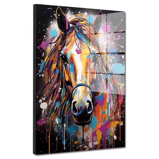 Pferd Pop Art Acrylglasbild Wandbild Bild Wanddeko Wohnzimmer XL
