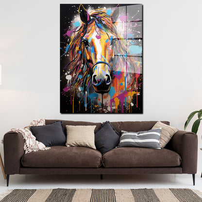 Pferd Pop Art Acrylglasbild Wandbild Bild Wanddeko Wohnzimmer XL