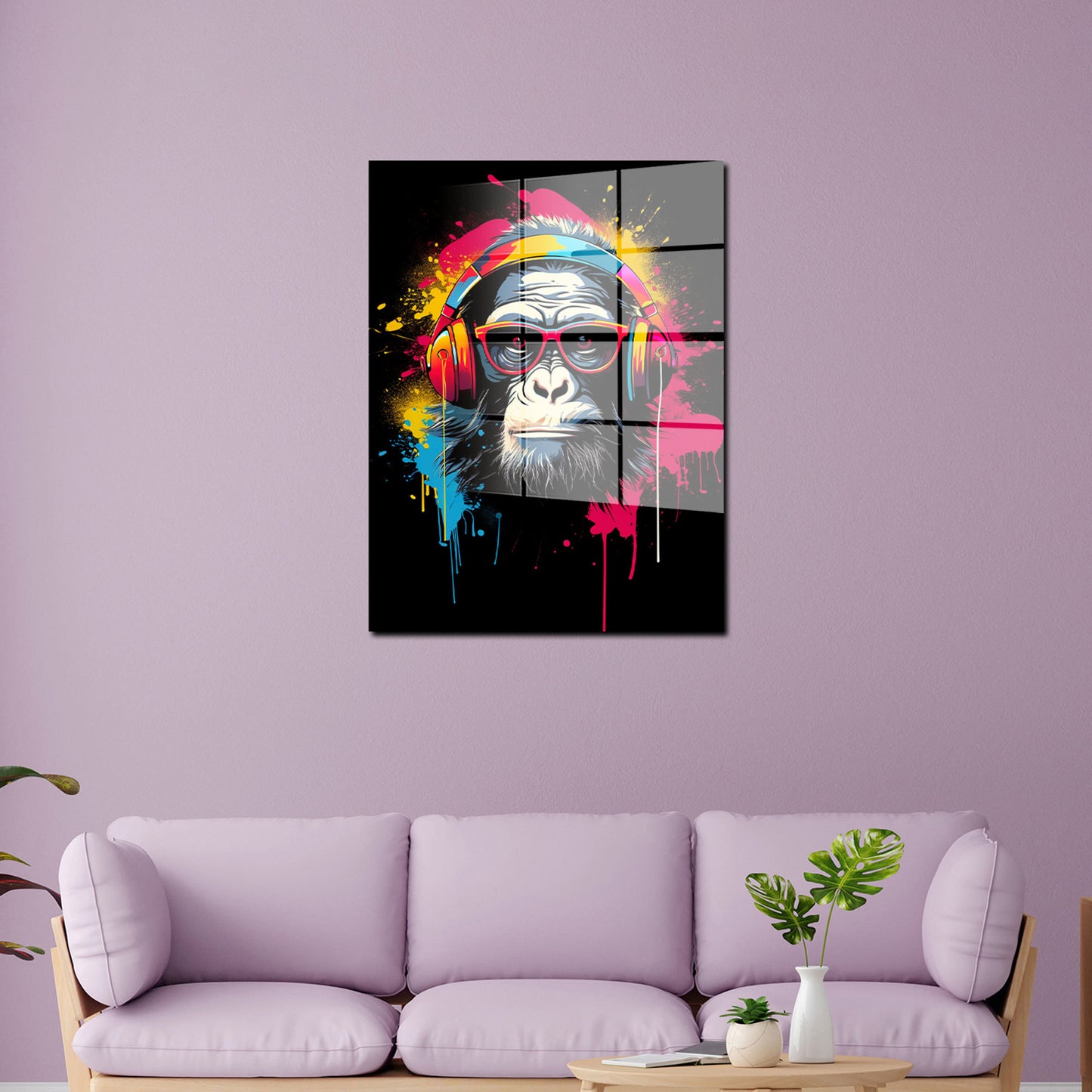 Pop Art Affe Acrylglasbild Wandbild Bild Wanddeko Wohnzimmer XL