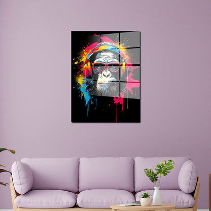 Pop Art Affe Acrylglasbild Wandbild Bild Wanddeko Wohnzimmer XL