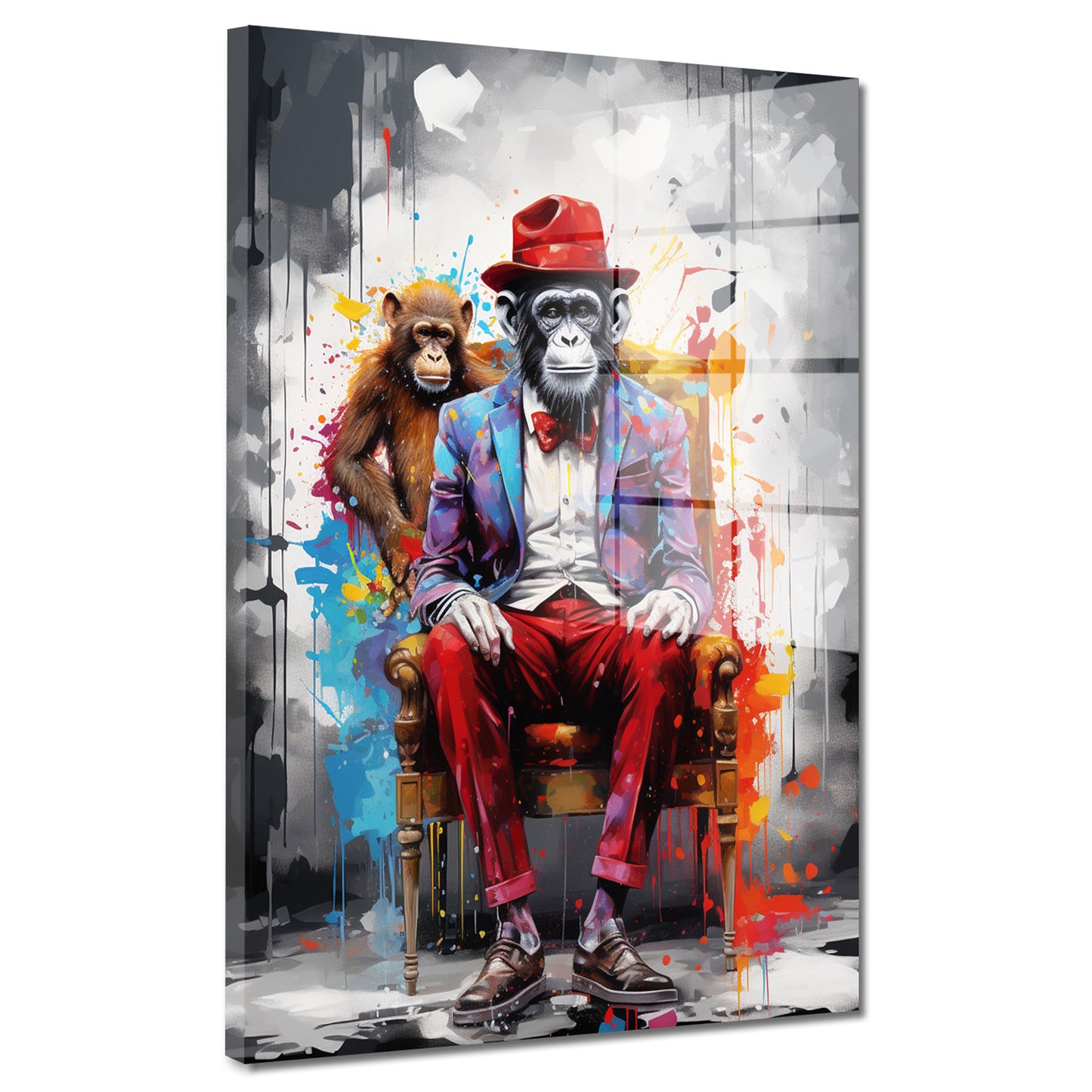 Pop Art Affe mit Anzug Acrylglasbild Wandbild Bild Wanddeko Wohnzimmer XL