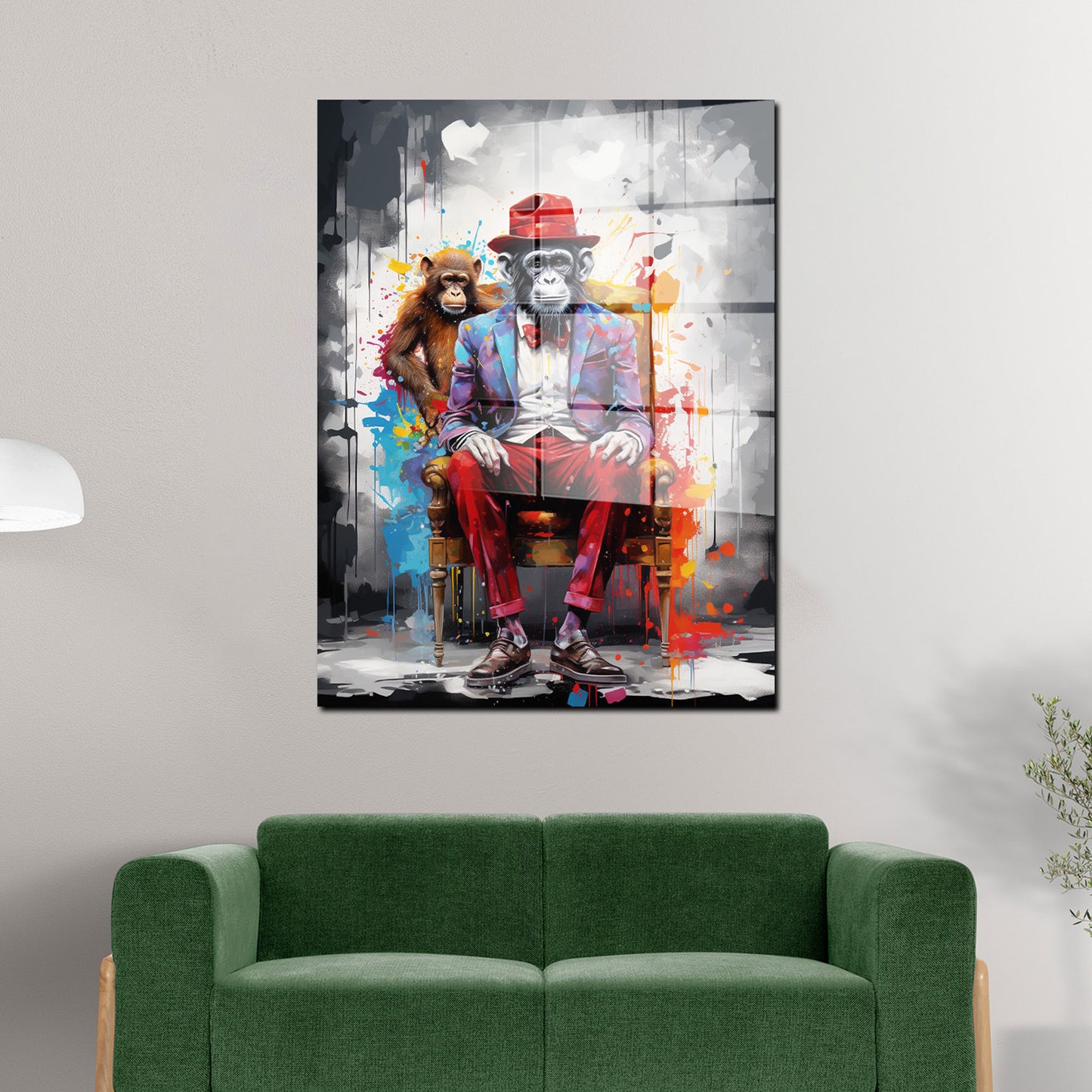 Pop Art Affe mit Anzug Acrylglasbild Wandbild Bild Wanddeko Wohnzimmer XL