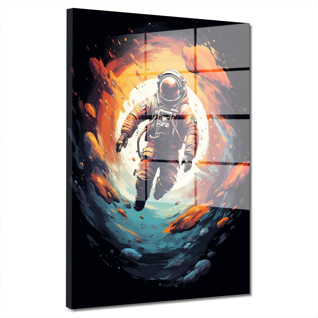 Pop Art Astronaut im Weltall Acrylglasbild Wandbild Bild Wanddeko Wohnzimmer XL