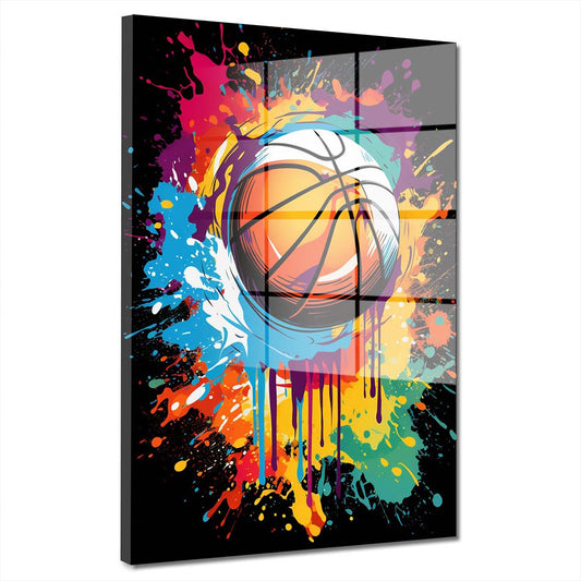 Pop Art Basketball Acrylglasbild Wandbild Bild Wanddeko Wohnzimmer XL