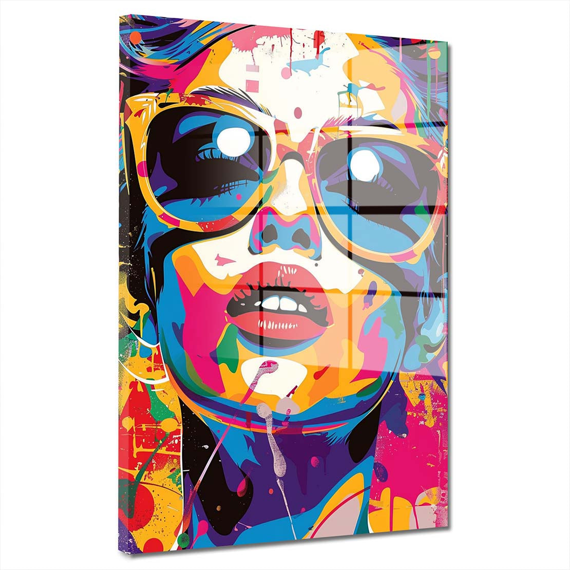 Pop Art bunte Frau Acrylglasbild Wandbild Bild Wanddeko Wohnzimmer XL