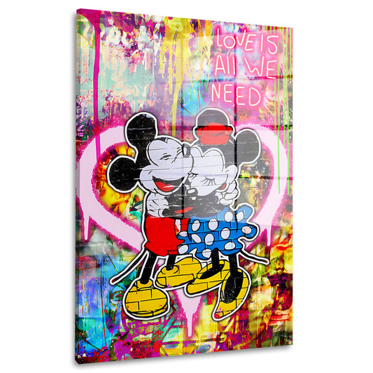 Pop Art Comic Mäuse Umarmung Acrylglasbild Wandbild Bild Wanddeko Wohnzimmer XL