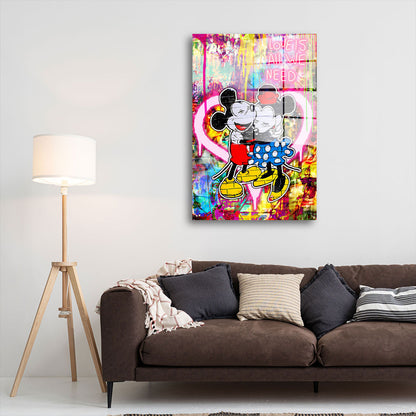Pop Art Comic Mäuse Umarmung Acrylglasbild Wandbild Bild Wanddeko Wohnzimmer XL